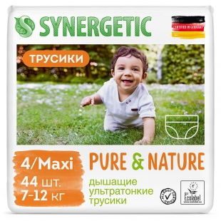 Подгузники-трусики детские "Pure&Nature", дышащие, размер 4/maxi, 7-12 кг Synergetic