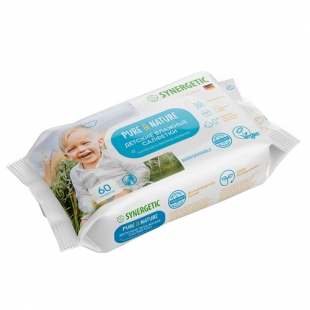 Детские влажные салфетки "Пантенол и овсяное молочко" биоразлагаемые, для детей 0+ с рождения Synergetic