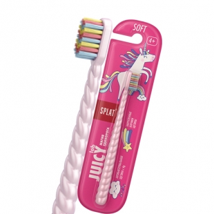 Щётка зубная детская "Магия единорога", с ионами серебра, жемчужно-розовая/розовая Splat