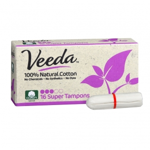 Тампоны "Veeda" Super Tampons из натурального хлопка без аппликатора Veeda