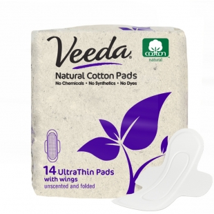 Прокладки ультратонкие с крылышками "Veeda" дневные UltraThin Pads с натуральным хлопком Veeda